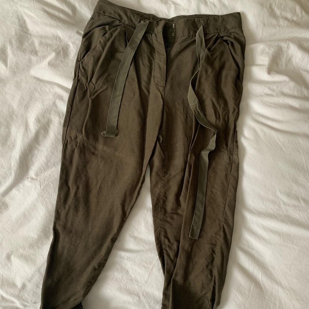 Aritzia Wilfred Linen olive pants